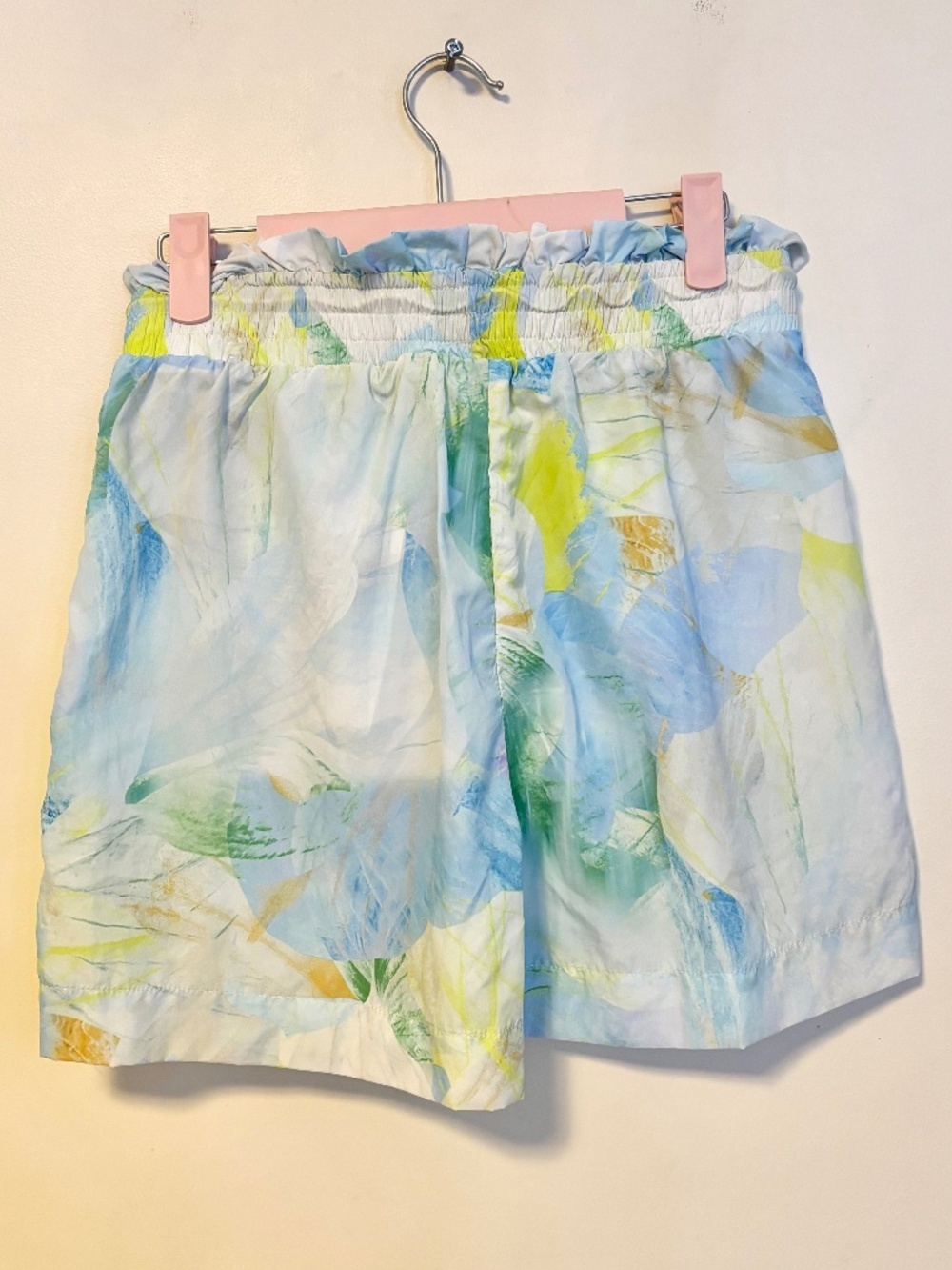 Guess Carlie High Waist Board Shorts Blue Yellow Abstract Flowers Womens Small - Picture 3 of 4